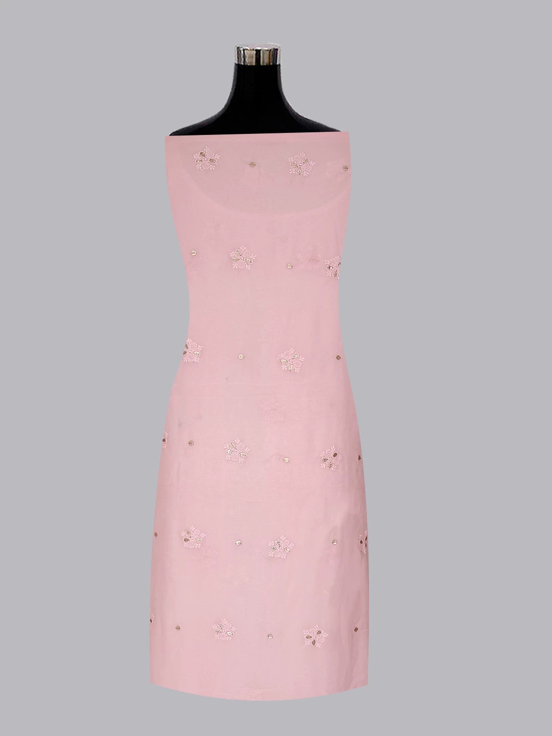 Ada Hand Embroidered Baby Pink Viscose Georgette Lucknowi Chikankari Unstitched Kurta Dupatta Set With Pearl Work 01A381022
