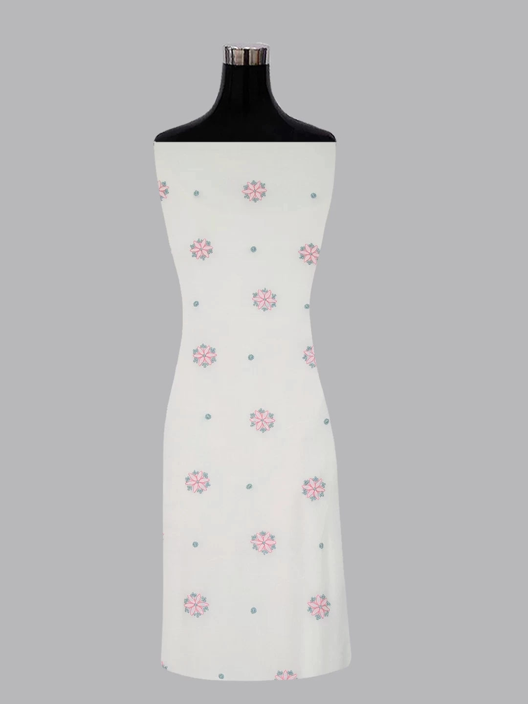Ada Hand Embroidered White Georgette Lucknowi Chikankari Unstitched Kurta Piece 01A373739