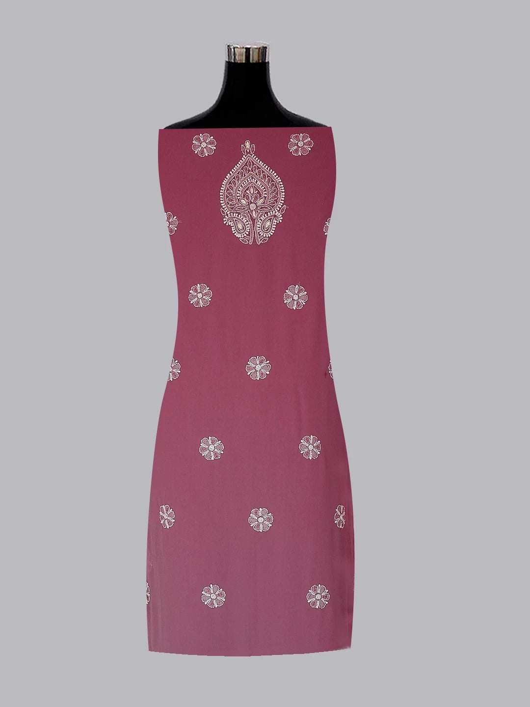 Ada Hand Embroidered Dusty Pink Georgette Lucknowi Chikankari Unstitched Suit Piece With Gotapatti 01A391197