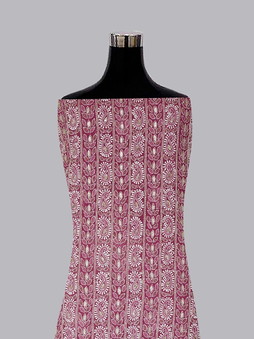 Ada Hand Embroidered Dusty Pink Georgette Lucknowi Chikankari Unstitched Suit Piece With Gotapatti 01A391197