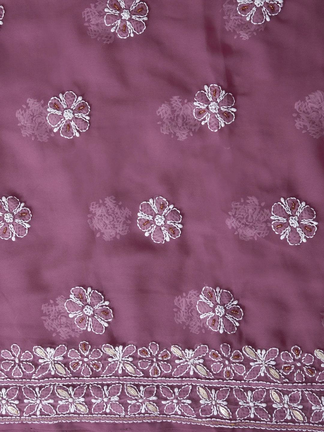 Ada Hand Embroidered Dusty Pink Georgette Lucknowi Chikankari Unstitched Suit Piece With Gotapatti 01A391197