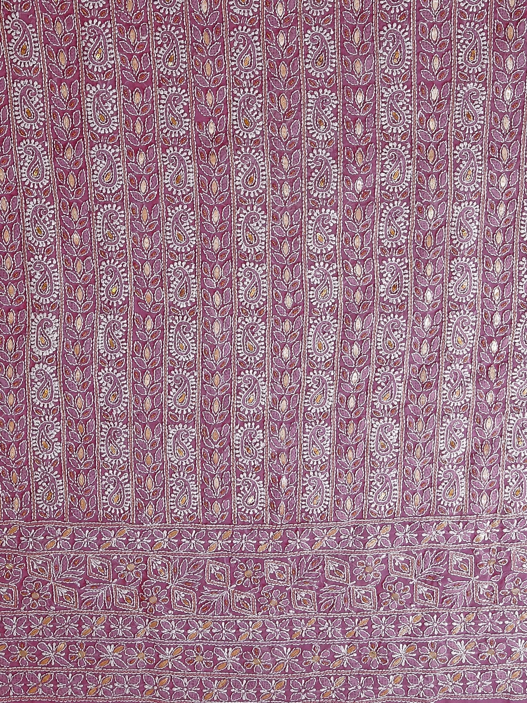 Ada Hand Embroidered Dusty Pink Georgette Lucknowi Chikankari Unstitched Suit Piece With Gotapatti 01A391197