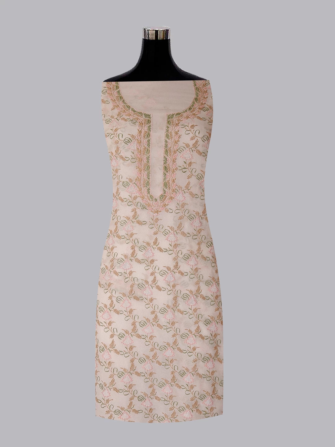 Ada Hand Embroidered Ivory White Pure Georgette Lucknowi Chikankari Unstitched Kurta Piece A19978