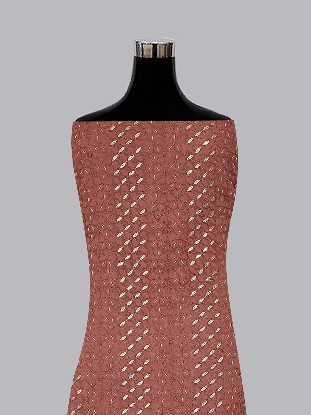 Ada Hand Embroidered Dusty Peach Georgette Lucknowi Chikankari Unstitched Suit Piece With Gotapatti Work 01A409085