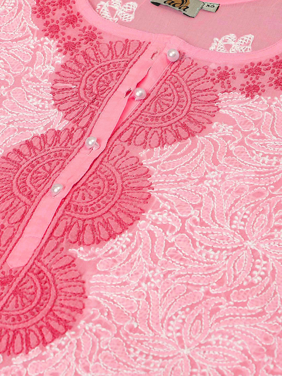 Ada Hand Embroidered Pink Cotton Lucknowi Chikankari Short Kurti A911383