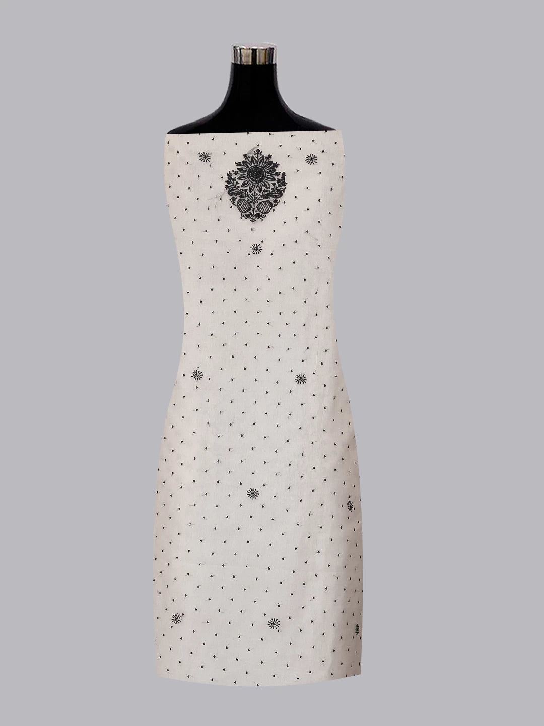 Ada Hand Embroidered Off White Organza Lucknowi Chikankari Unstitched Kurta Dupatta Set With Pearl Work 01A464481