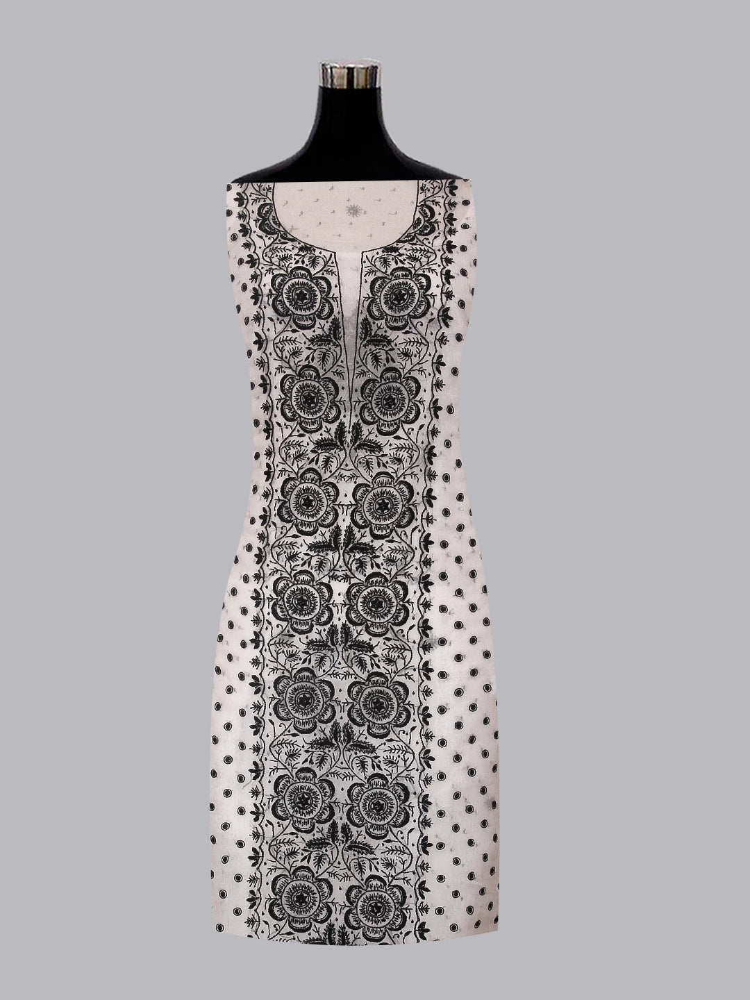 Ada Hand Embroidered Off White Organza Lucknowi Chikankari Unstitched Kurta Dupatta Set With Pearl Work 01A464481