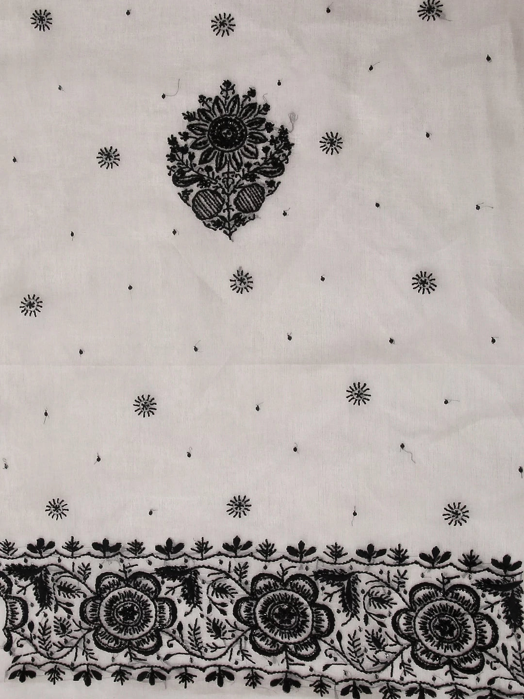 Ada Hand Embroidered Off White Organza Lucknowi Chikankari Unstitched Kurta Dupatta Set With Pearl Work 01A464481