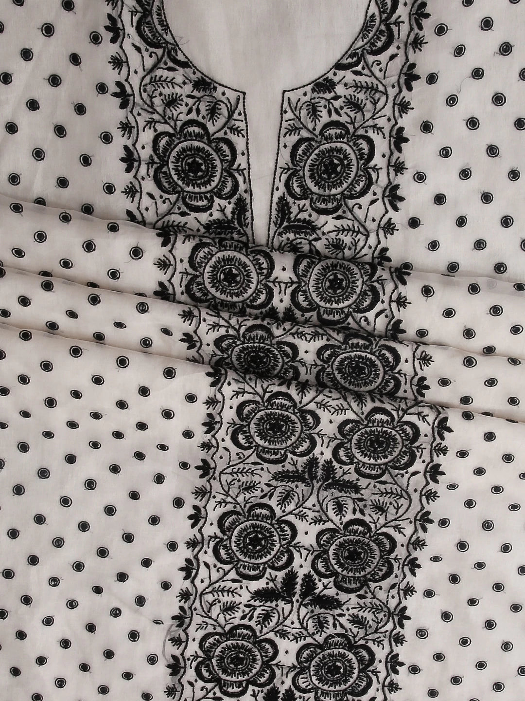 Ada Hand Embroidered Off White Organza Lucknowi Chikankari Unstitched Kurta Dupatta Set With Pearl Work 01A464481