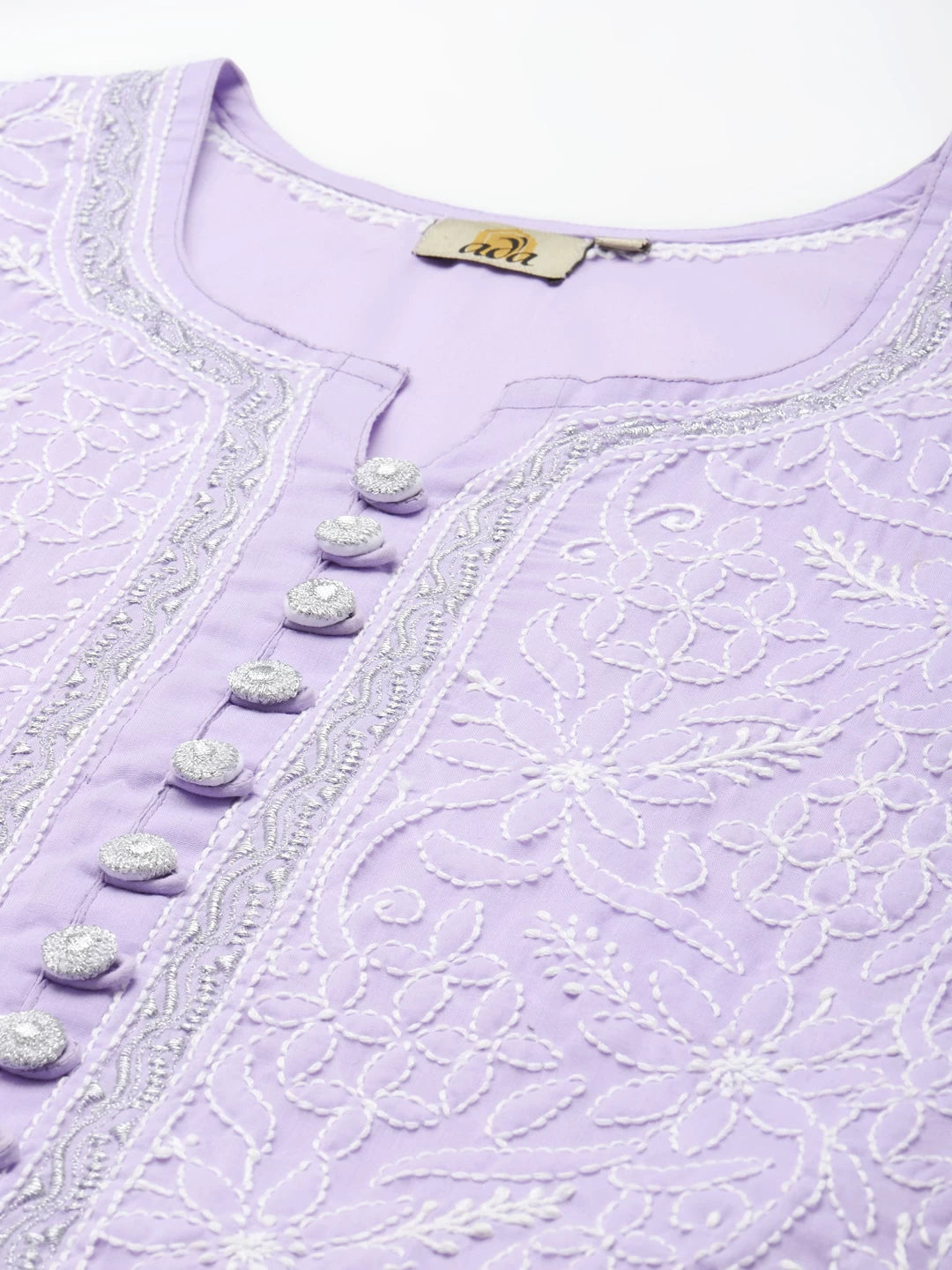 Ada Hand Embroidered Mauve Cotton Lucknowi Chikankari Short Kurti With Zari Work A911197
