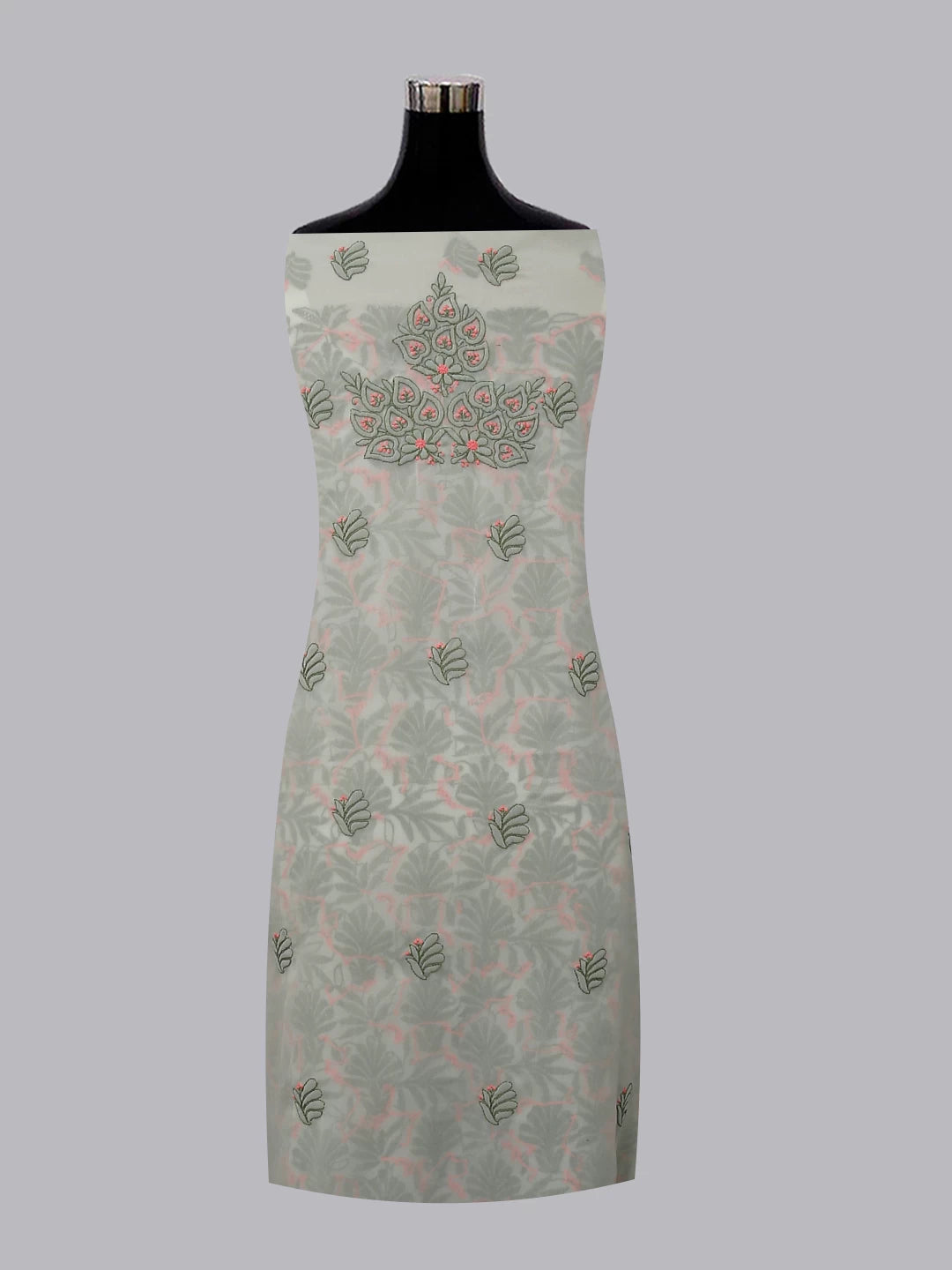 Ada Hand Embroidered Tea Green Georgette Lucknowi Chikankari Unstitched Suit Piece 01A385563