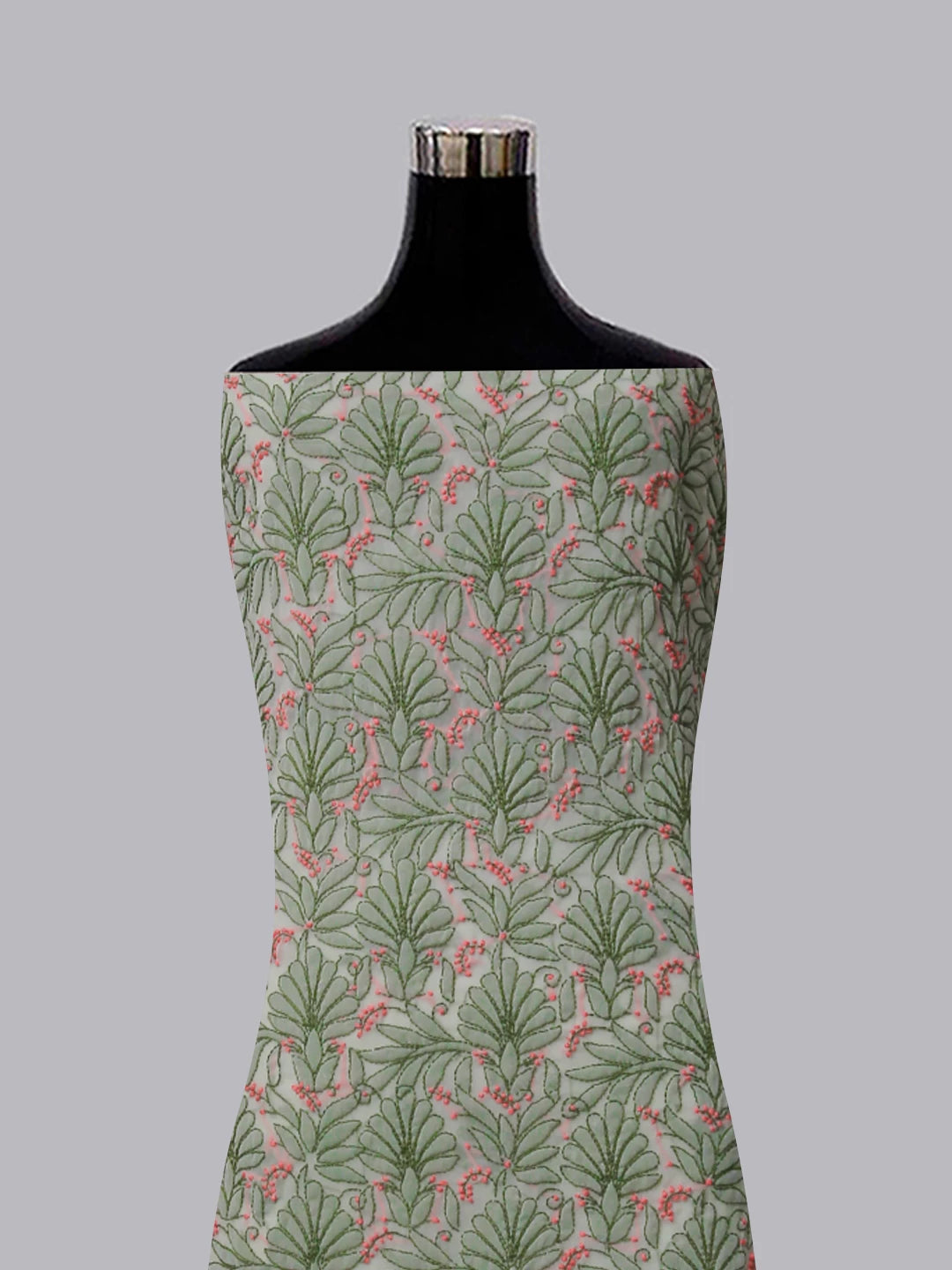 Ada Hand Embroidered Tea Green Georgette Lucknowi Chikankari Unstitched Suit Piece 01A385563