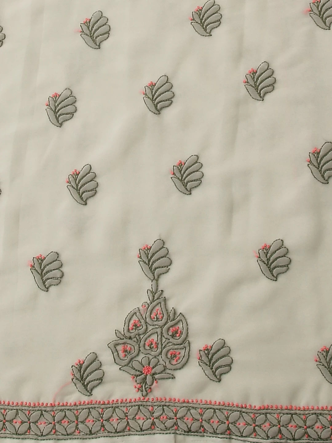 Ada Hand Embroidered Tea Green Georgette Lucknowi Chikankari Unstitched Suit Piece 01A385563