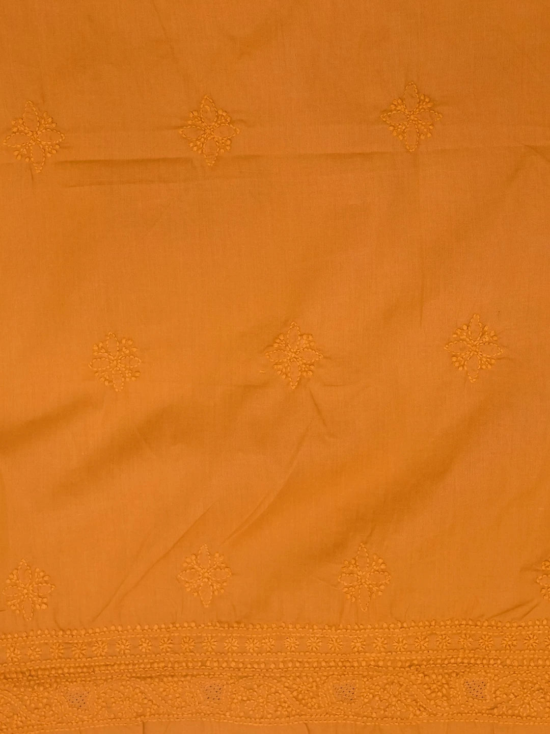 Ada Hand Embroidered Yellow Ochre Cotton Lucknowi Chikankari Unstitched Men's Kurta Piece 01A396650