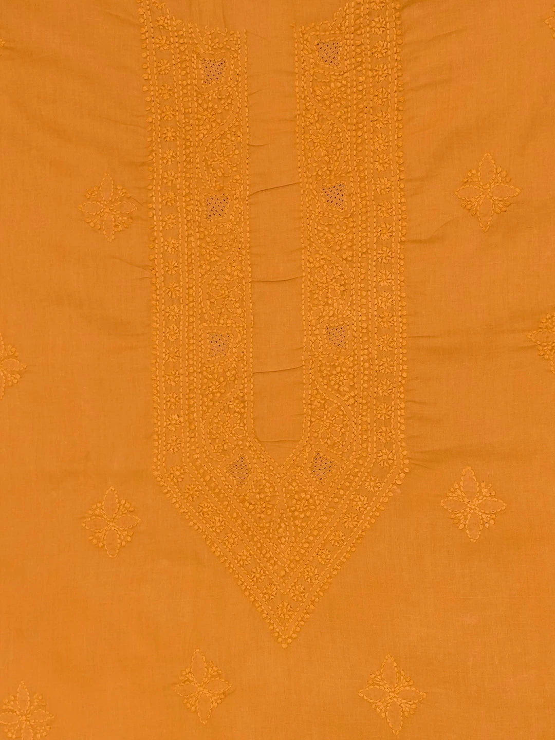 Ada Hand Embroidered Yellow Ochre Cotton Lucknowi Chikankari Unstitched Men's Kurta Piece 01A396650