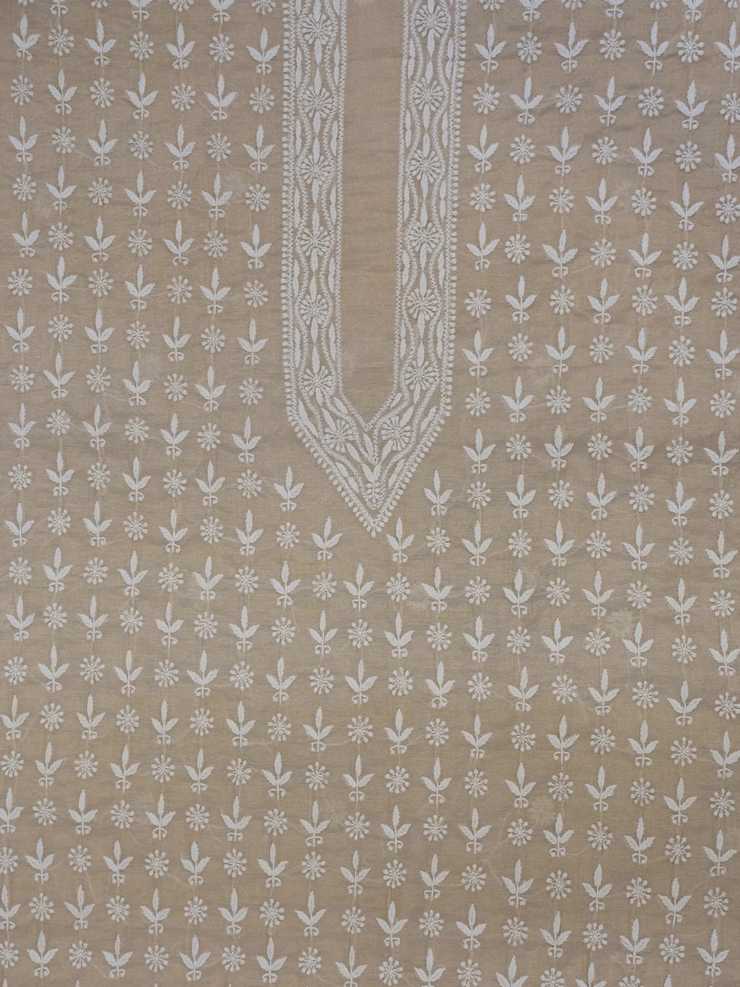 Ada Hand Embroidered Beige Tissue Lucknowi Chikankari Unstitched Men's Kurta Piece 01A489749