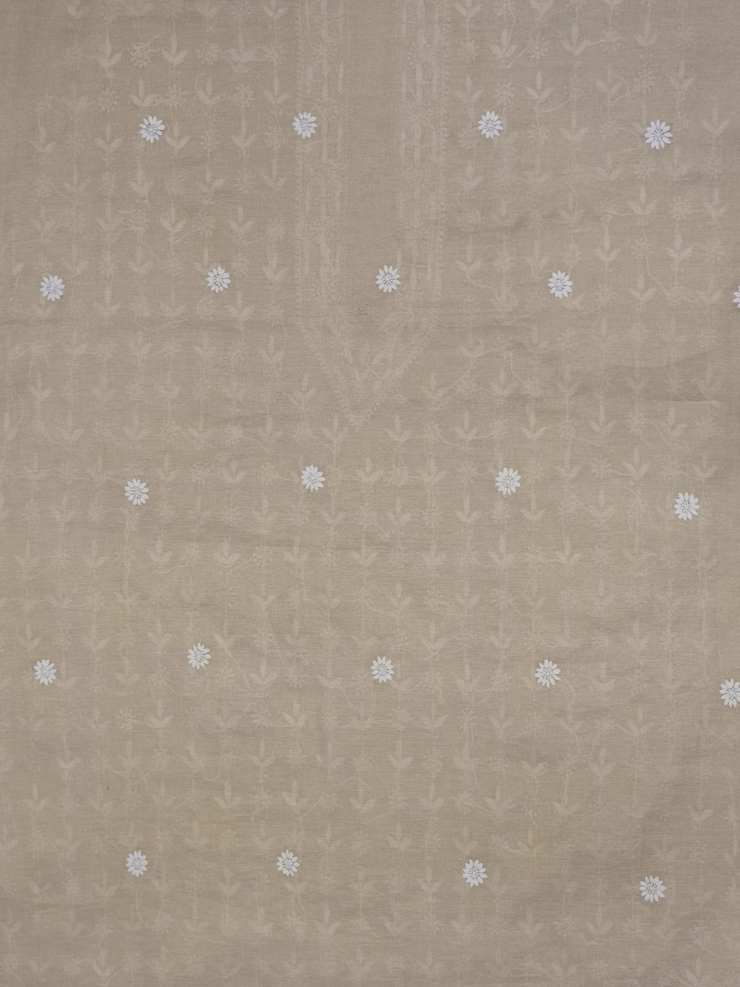 Ada Hand Embroidered Beige Tissue Lucknowi Chikankari Unstitched Men's Kurta Piece 01A489749
