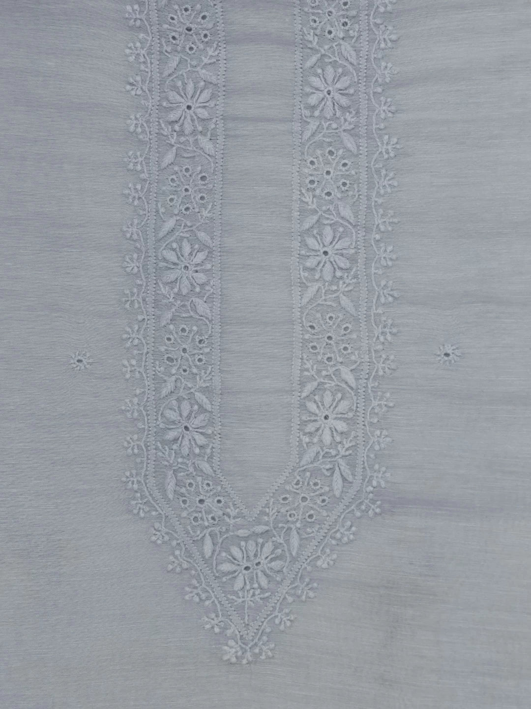 Ada Hand Embroidered Mull Chanderi Blue Chanderi Lucknowi Chikankari Unstitched Men's Kurta Piece 01A474969