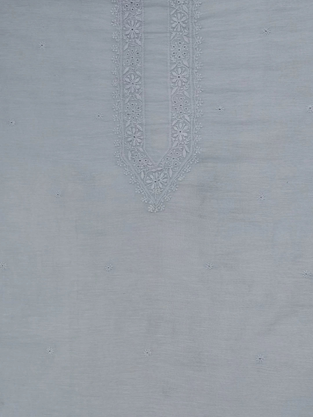 Ada Hand Embroidered Mull Chanderi Blue Chanderi Lucknowi Chikankari Unstitched Men's Kurta Piece 01A474969