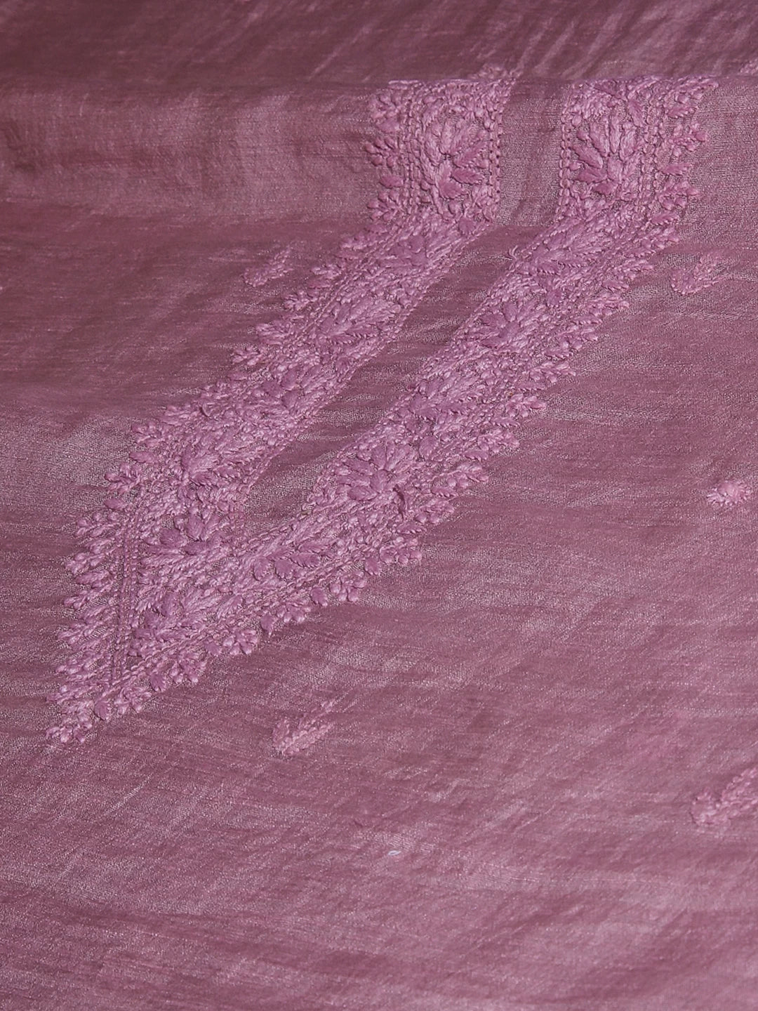 Ada Hand Embroidered Lilac Chanderi Lucknowi Chikankari Unstitched Men's Kurta Piece 01A474923