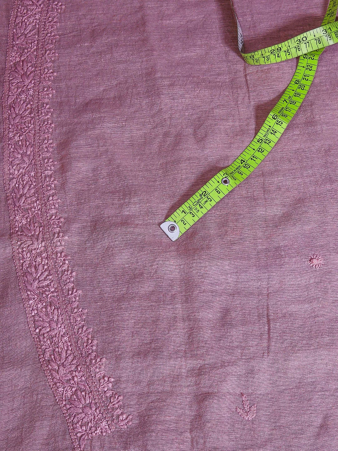 Ada Hand Embroidered Lilac Chanderi Lucknowi Chikankari Unstitched Men's Kurta Piece 01A474923
