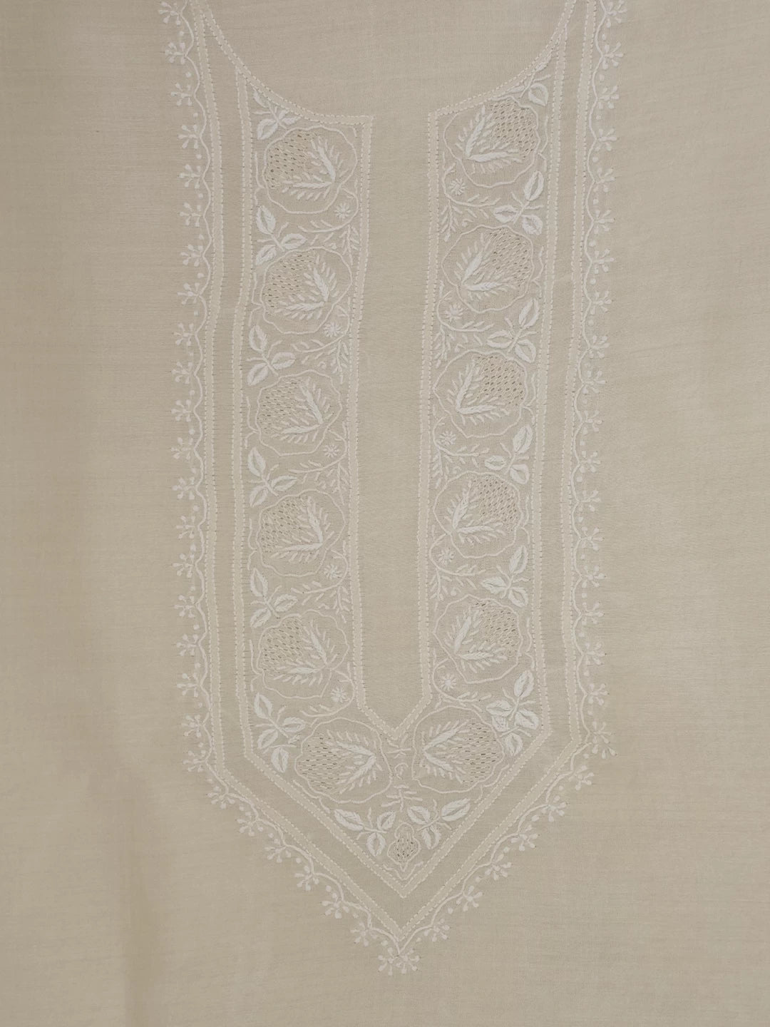 Ada Hand Embroidered Cream Moonga Silk Lucknowi Chikankari Unstitched Men's Kurta Piece 01A489874