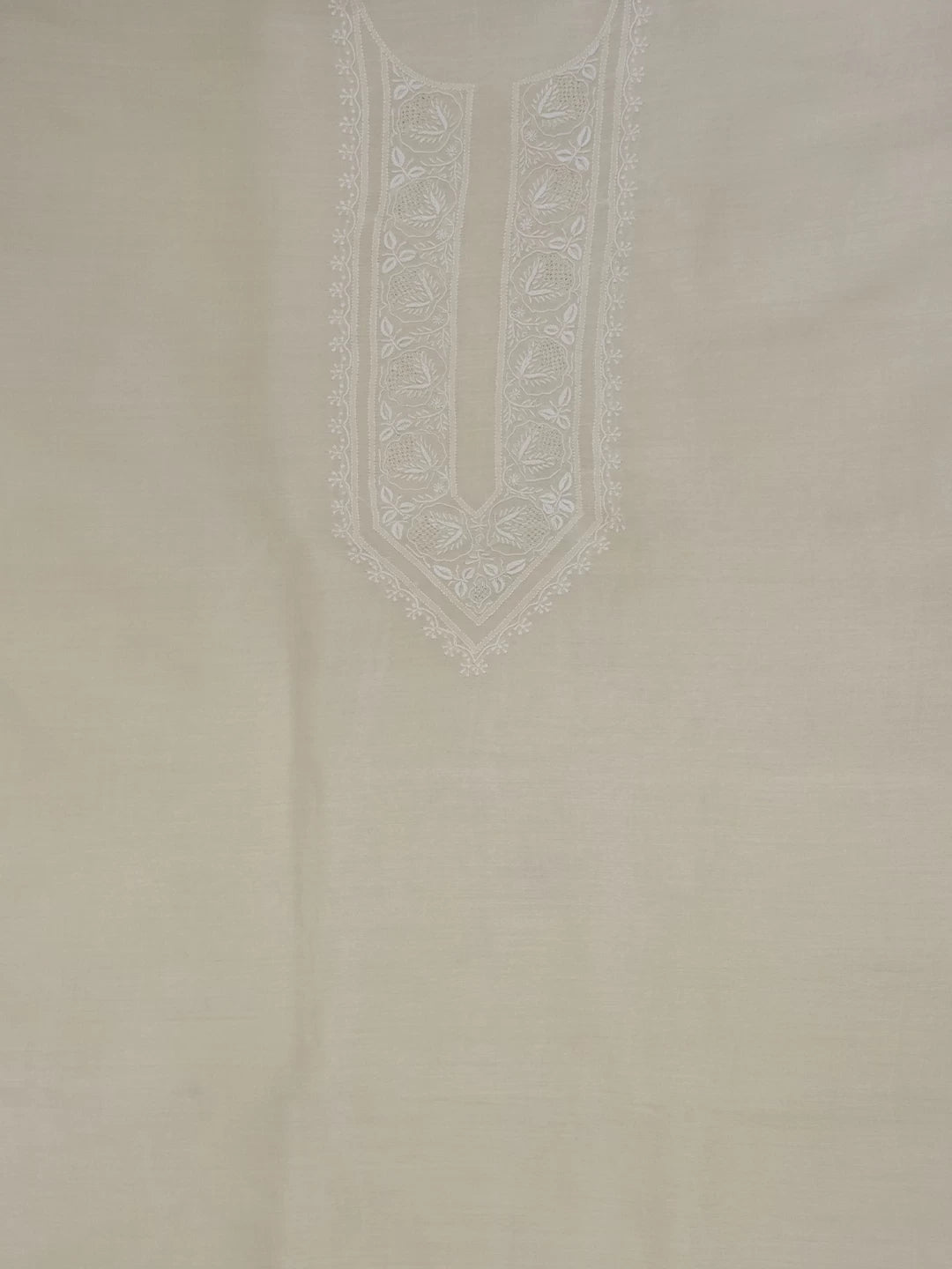 Ada Hand Embroidered Cream Moonga Silk Lucknowi Chikankari Unstitched Men's Kurta Piece 01A489874