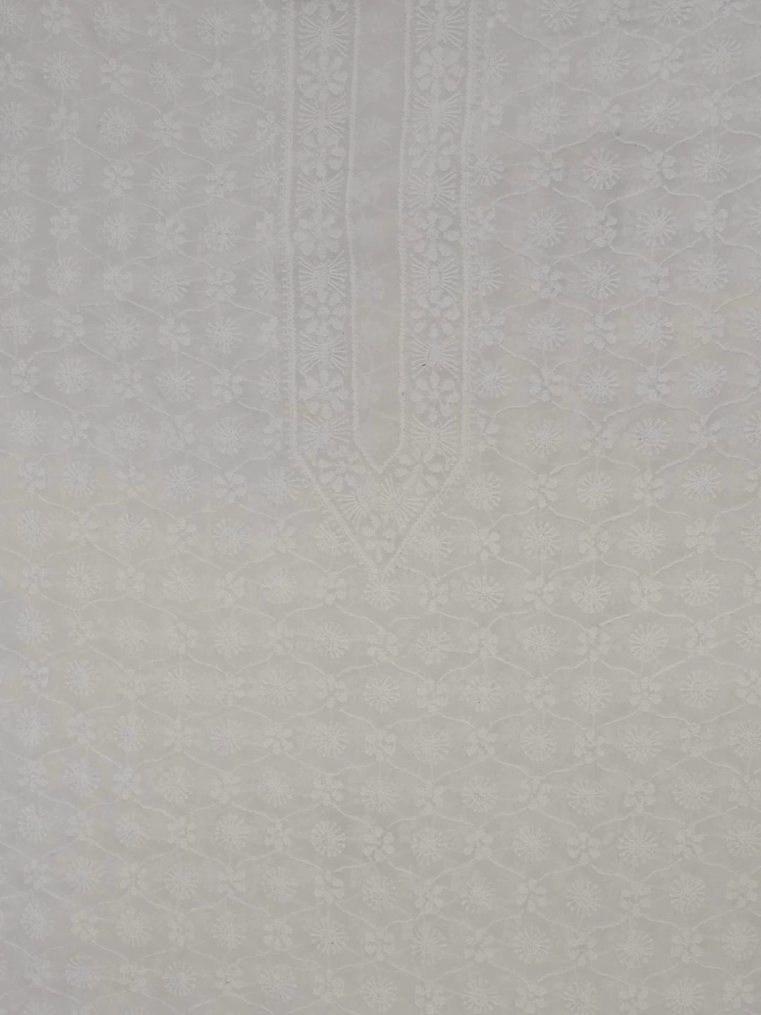 Ada Hand Embroidered Off White Pure Georgette Lucknowi Chikankari Unstitched Men's Kurta Piece 01A418159