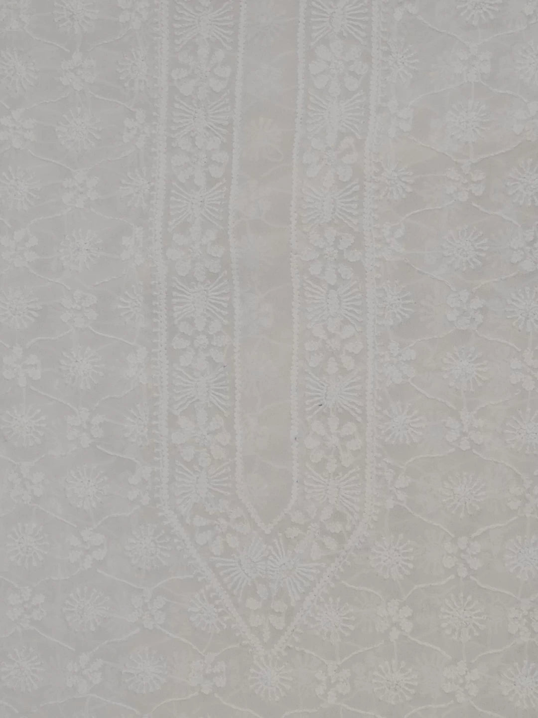 Ada Hand Embroidered Off White Pure Georgette Lucknowi Chikankari Unstitched Men's Kurta Piece 01A418159
