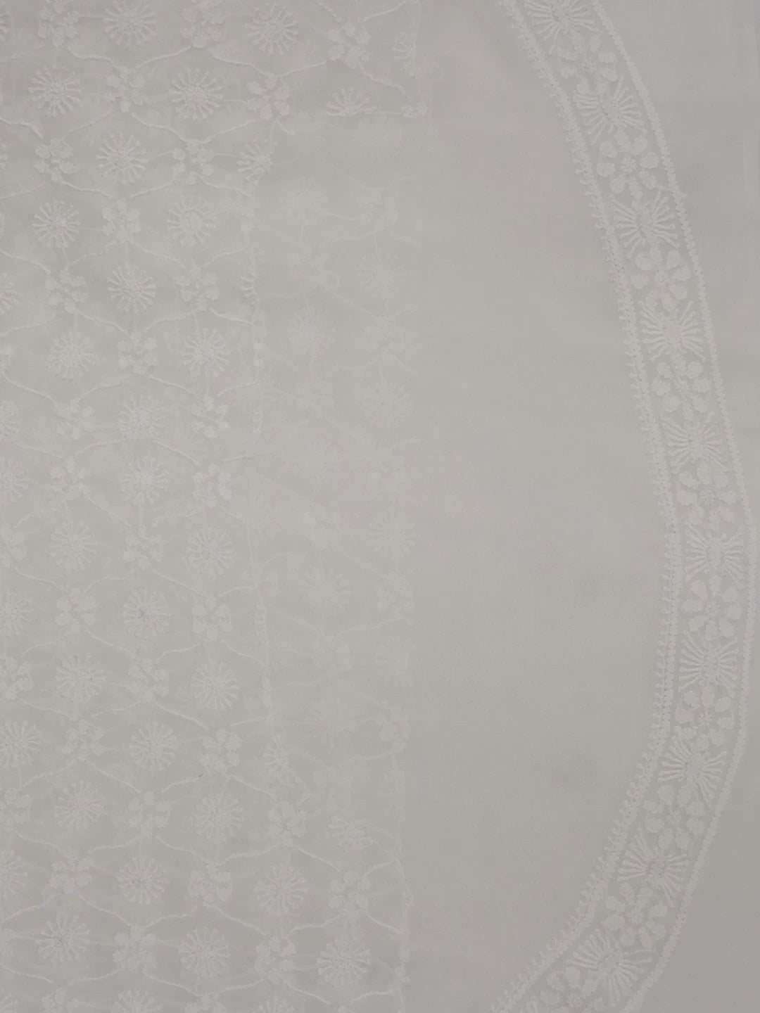 Ada Hand Embroidered Off White Pure Georgette Lucknowi Chikankari Unstitched Men's Kurta Piece 01A418159