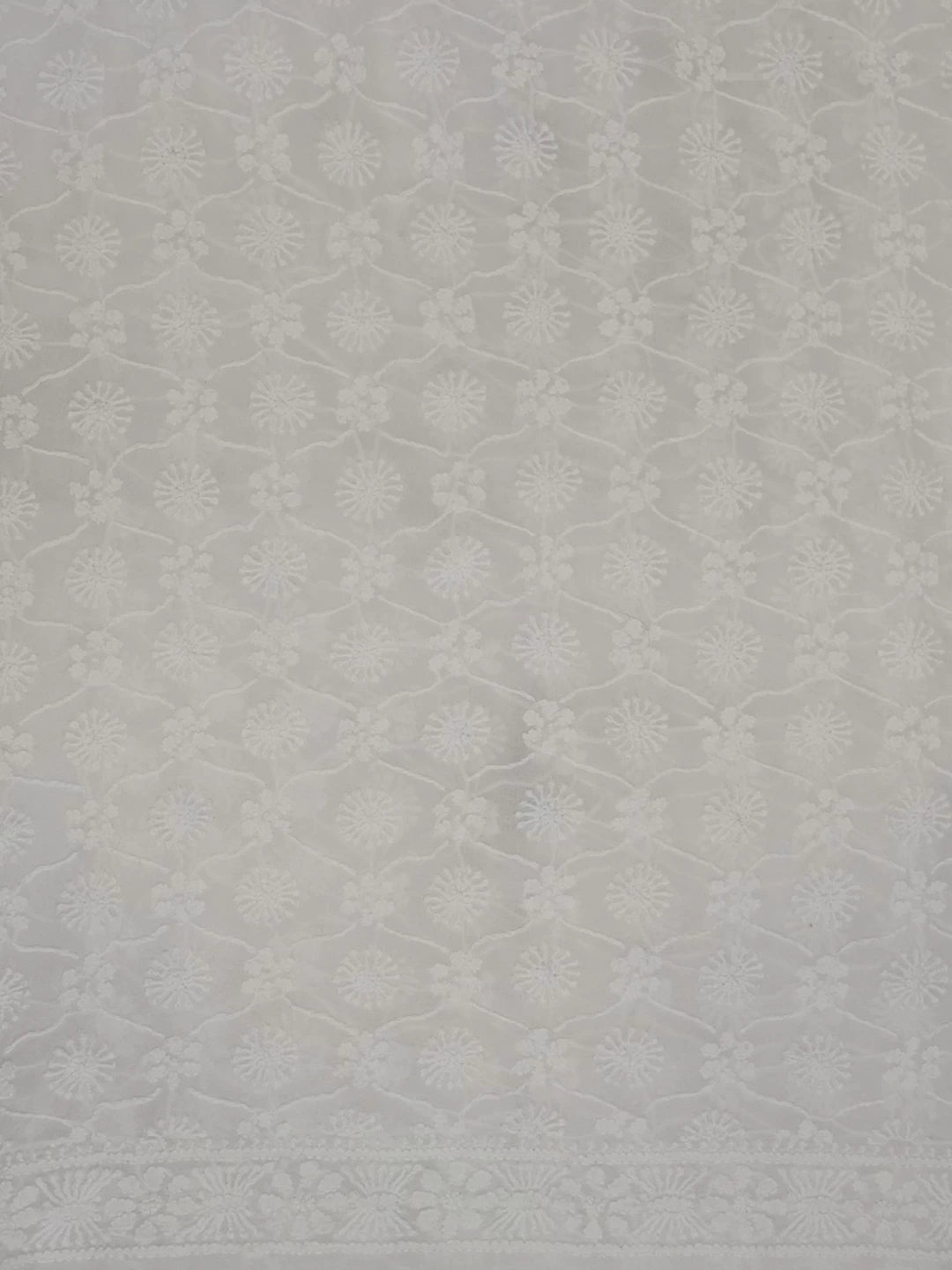 Ada Hand Embroidered Off White Pure Georgette Lucknowi Chikankari Unstitched Men's Kurta Piece 01A418159