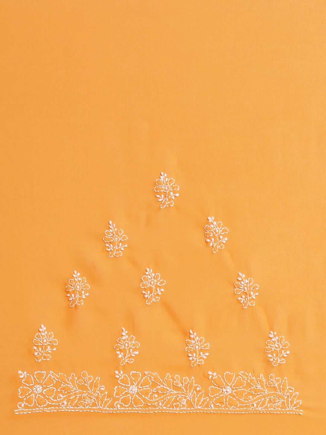 Ada Hand Embroidered Mustard Georgette Lucknowi Chikankari Saree With Blouse A183596