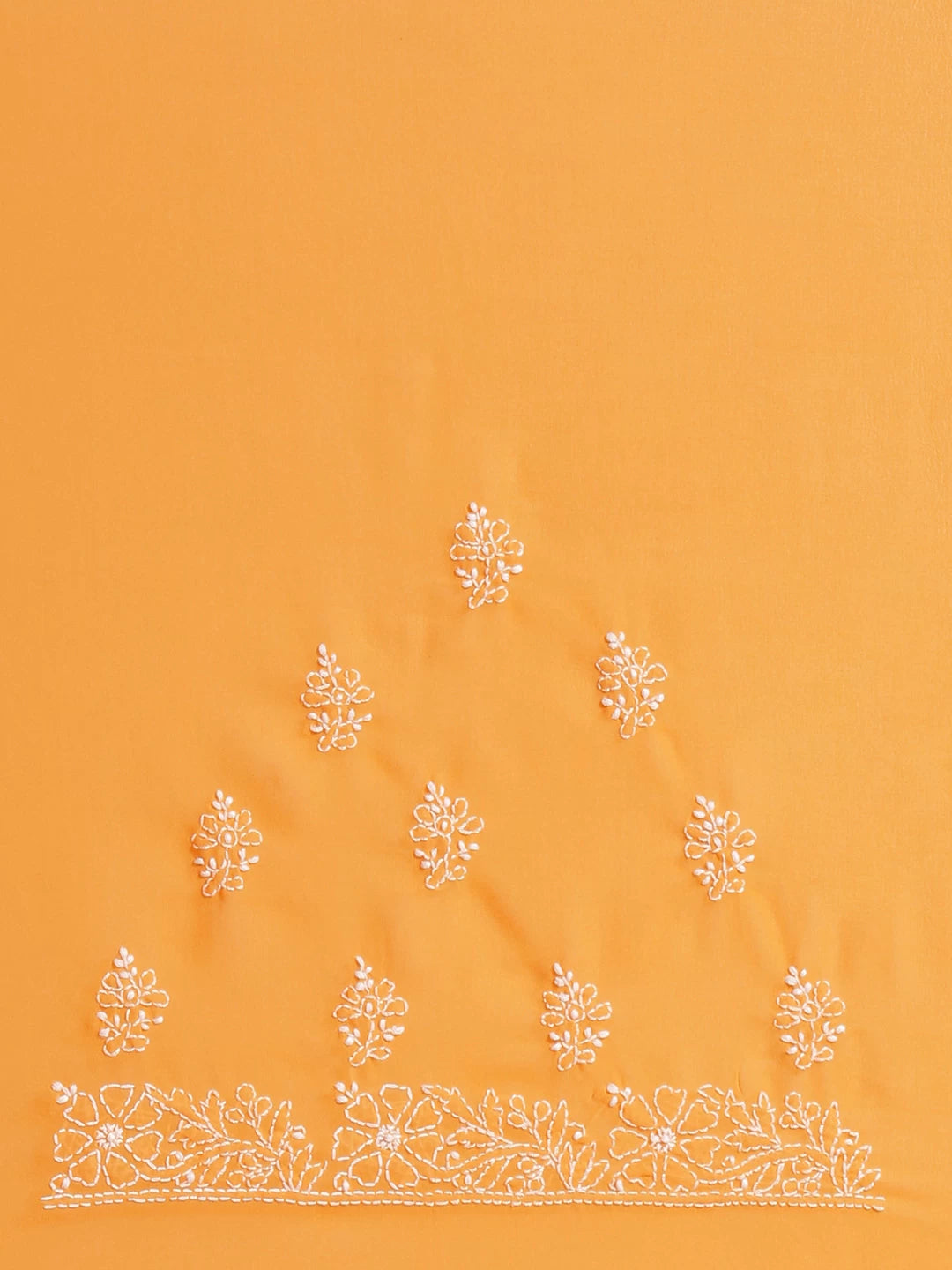 Ada Hand Embroidered Mustard Georgette Lucknowi Chikankari Saree With Blouse A183596