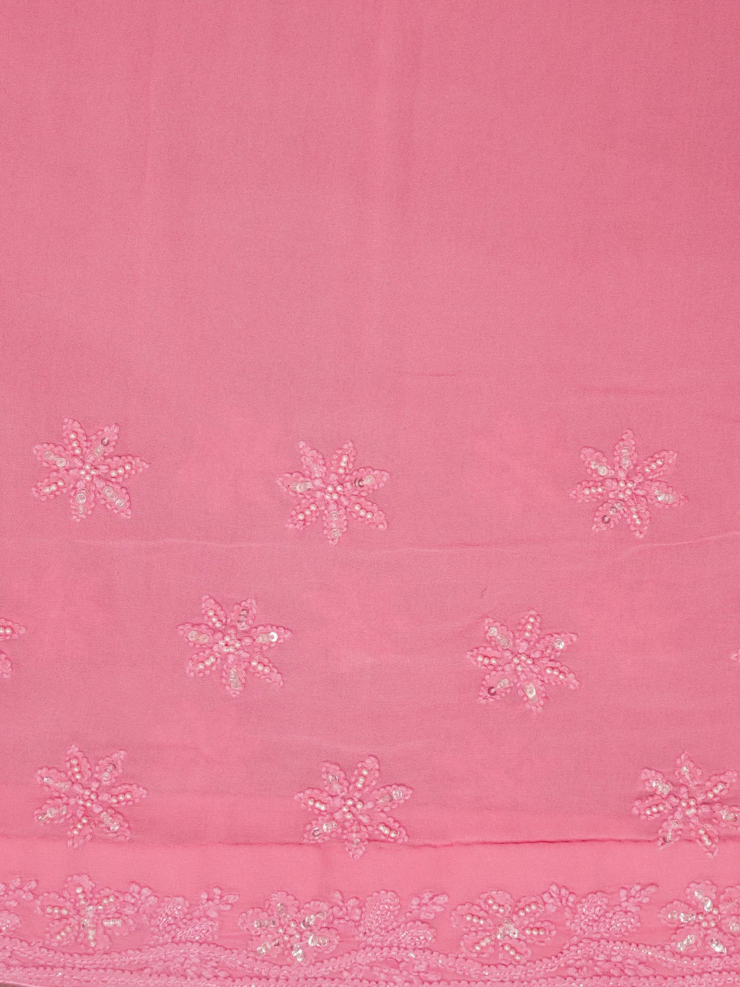 Ada Hand Embroidered Pink Viscose Georgette Lucknowi Chikankari Saree With Blouse And Sequinned Work 01A361830