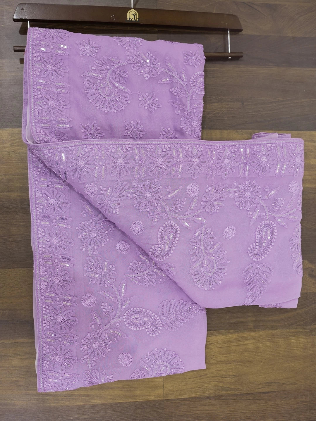 Ada Hand Embroidered Lavender Ombre Shade Viscose Georgette Lucknowi Chikankari Saree With Blouse And Cutdana Work 01A439019