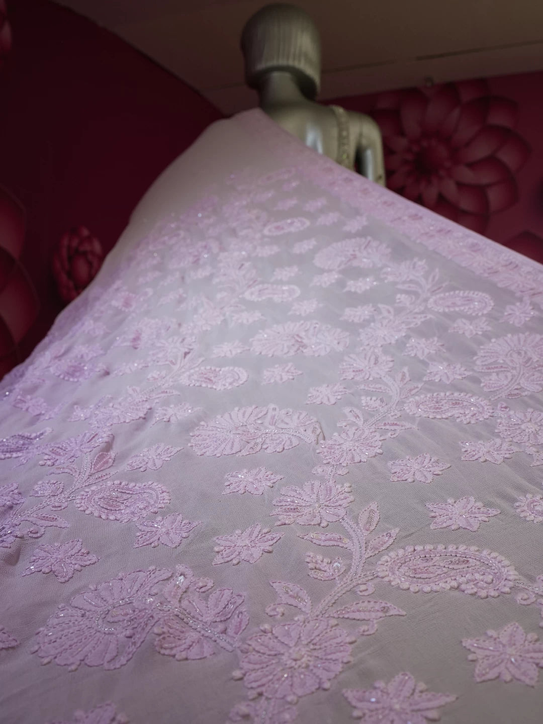 Ada Hand Embroidered Lavender Ombre Shade Viscose Georgette Lucknowi Chikankari Saree With Blouse And Cutdana Work 01A439019