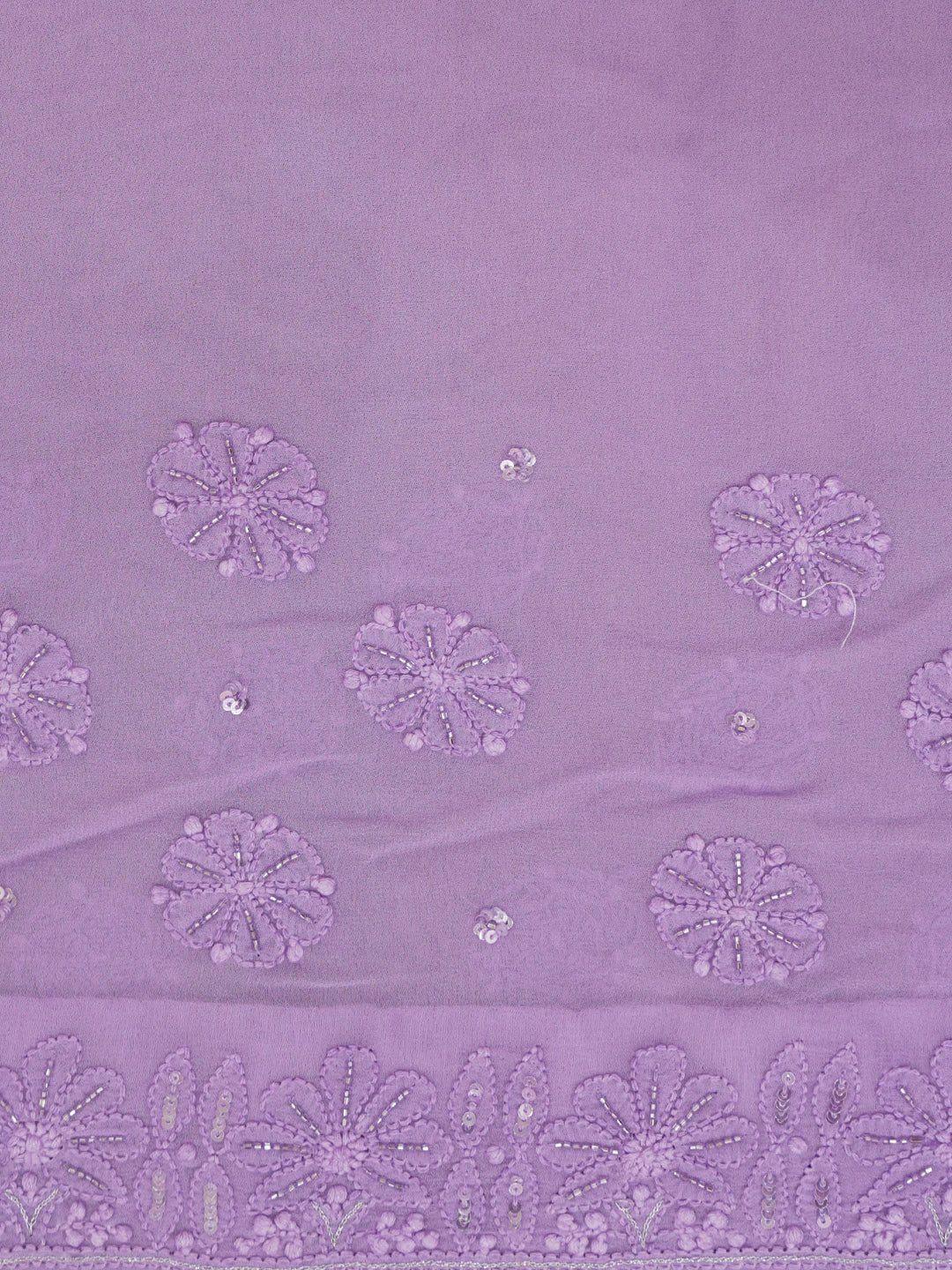 Ada Hand Embroidered Lavender Ombre Shade Viscose Georgette Lucknowi Chikankari Saree With Blouse And Cutdana Work 01A439019