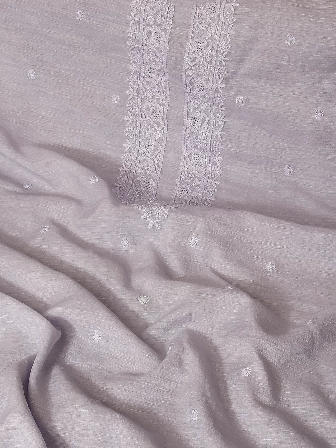 Ada Hand Embroidered Periwinkle Blue Chanderi Lucknowi Chikankari Unstitched Men's Kurta Piece 01A474957