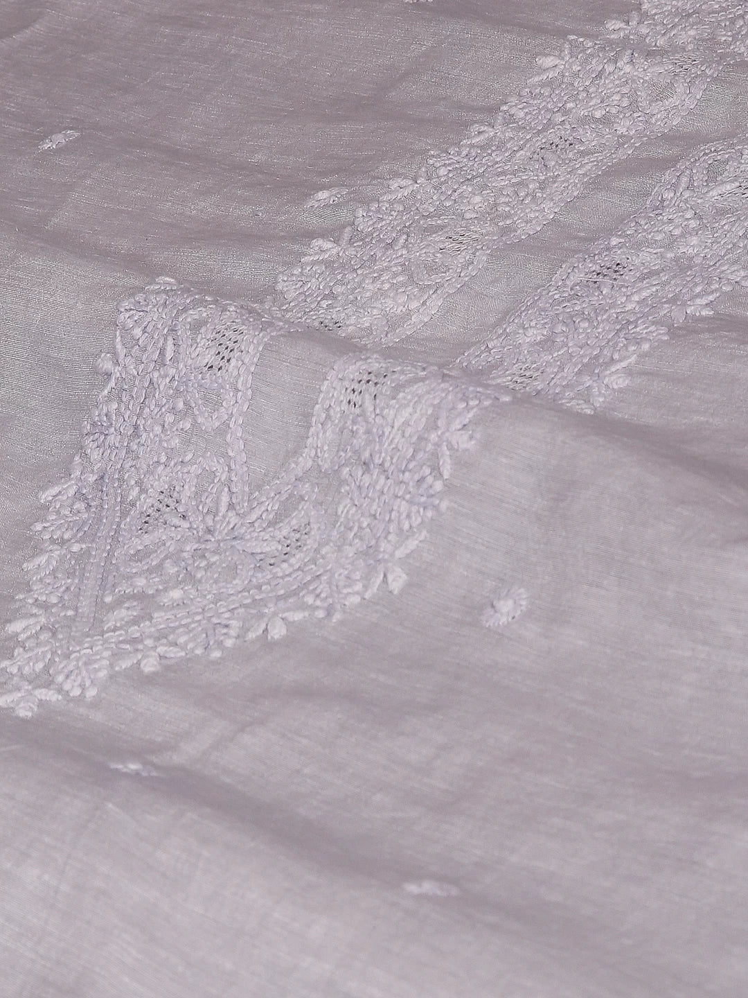 Ada Hand Embroidered Periwinkle Blue Chanderi Lucknowi Chikankari Unstitched Men's Kurta Piece 01A474957