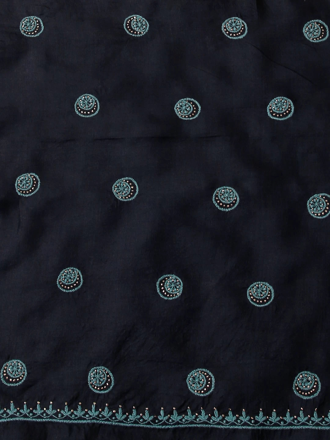 Ada Hand Embroidered Midnight Blue Silk Lucknowi Chikankari Unstitched Suit Piece With Mukaish Work 01A338943