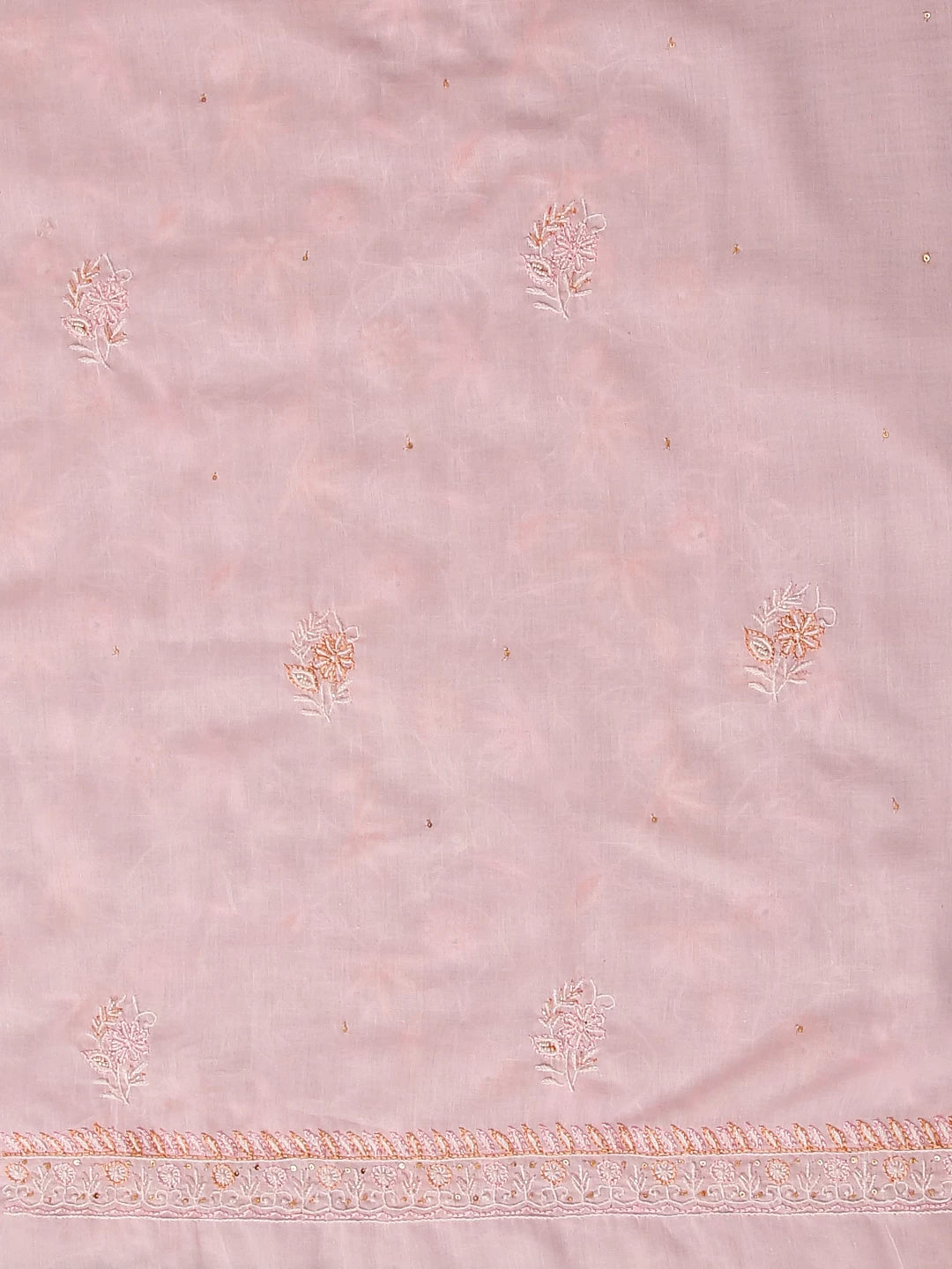 Ada Hand Embroidered Baby Pink Mul Cotton Lucknowi Chikankari Unstitched Suit Piece With Cutdana Work 01A359721