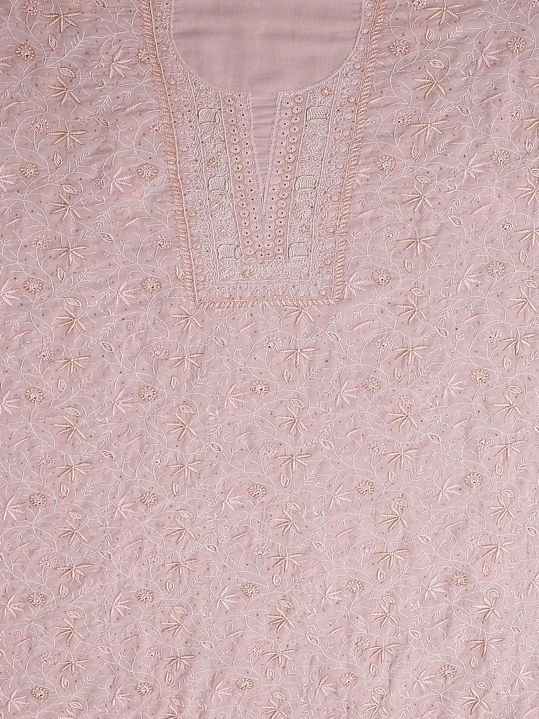 Ada Hand Embroidered Baby Pink Mul Cotton Lucknowi Chikankari Unstitched Suit Piece With Cutdana Work 01A359721