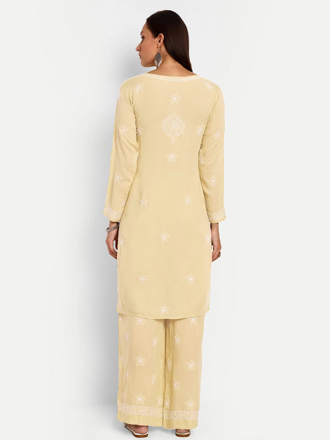 Ada Hand Embroidered Lemon Modal Lucknowi Chikankari Co-Ord Set A811234