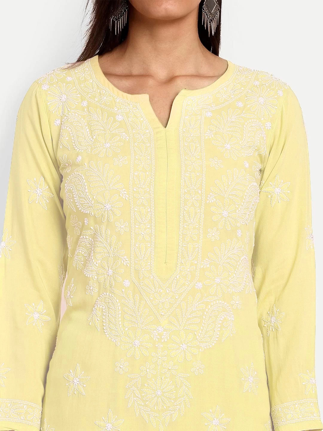Ada Hand Embroidered Lemon Modal Lucknowi Chikankari Co-Ord Set A811234