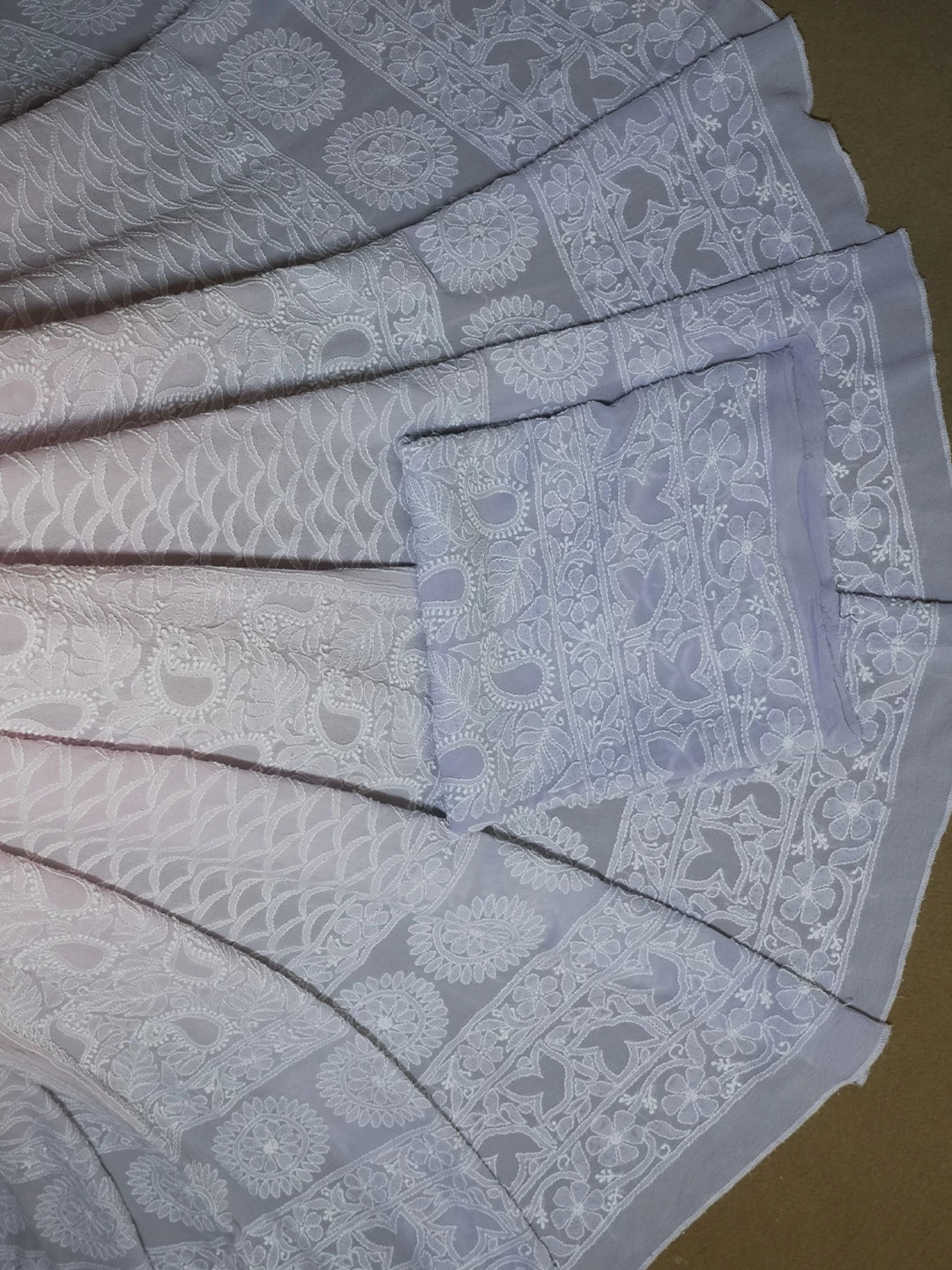 Ada Hand Embroidered Pink And Purple Pure Georgette Lucknowi Chikankari Lehenga Set 01A440353
