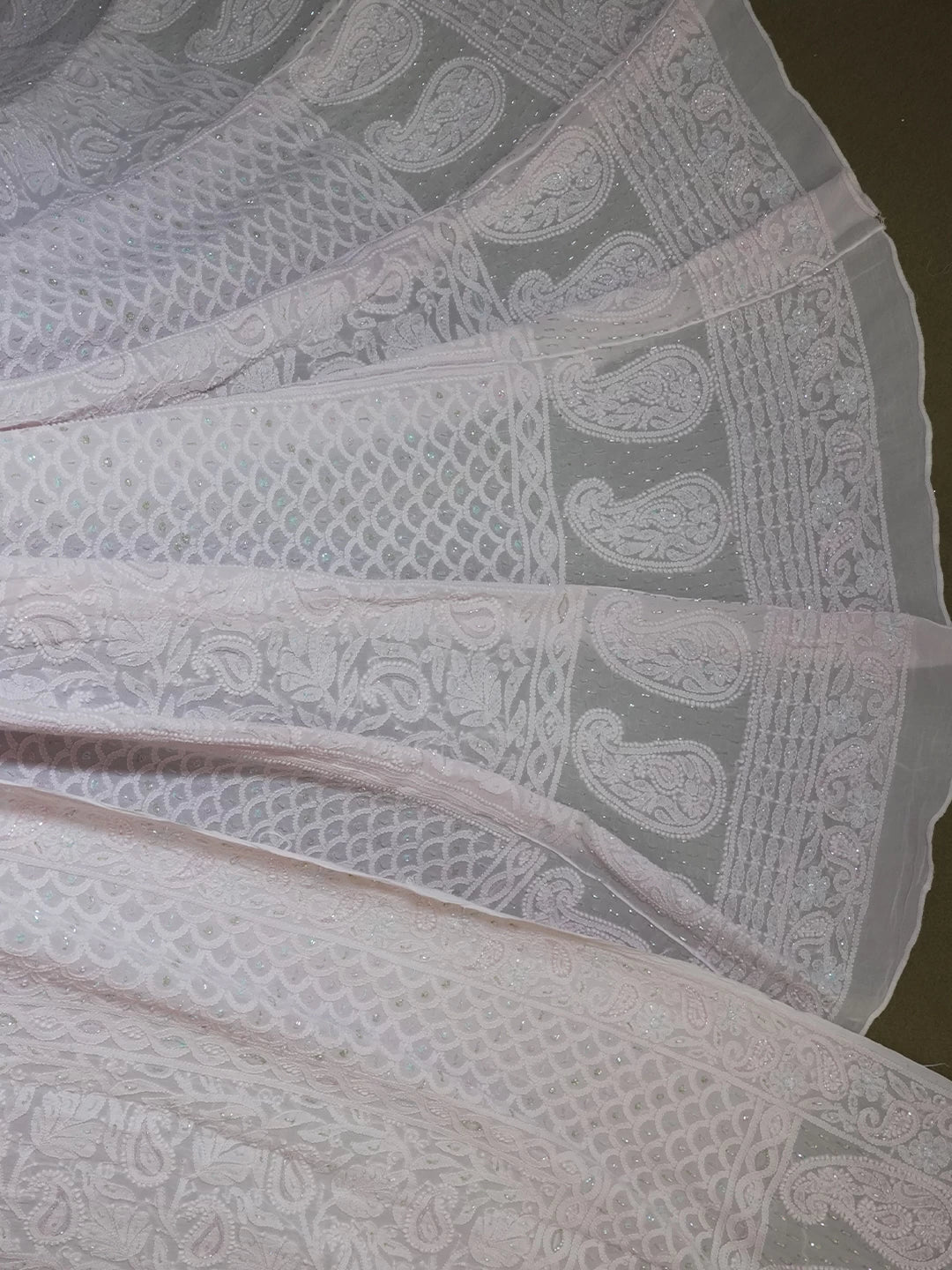 Ada Hand Embroidered Baby Pink Viscose Georgette Lucknowi Chikankari Lehenga Set With Cutdana Work 01A384324