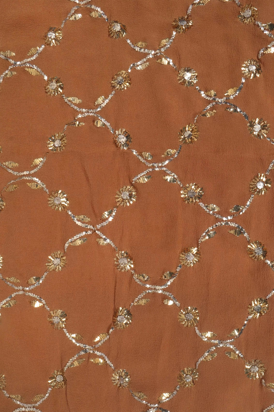 Ada Hand Embroidered Brown Georgette Lucknowi Chikankari Saree With Blouse And Muqaish Work 01A207737