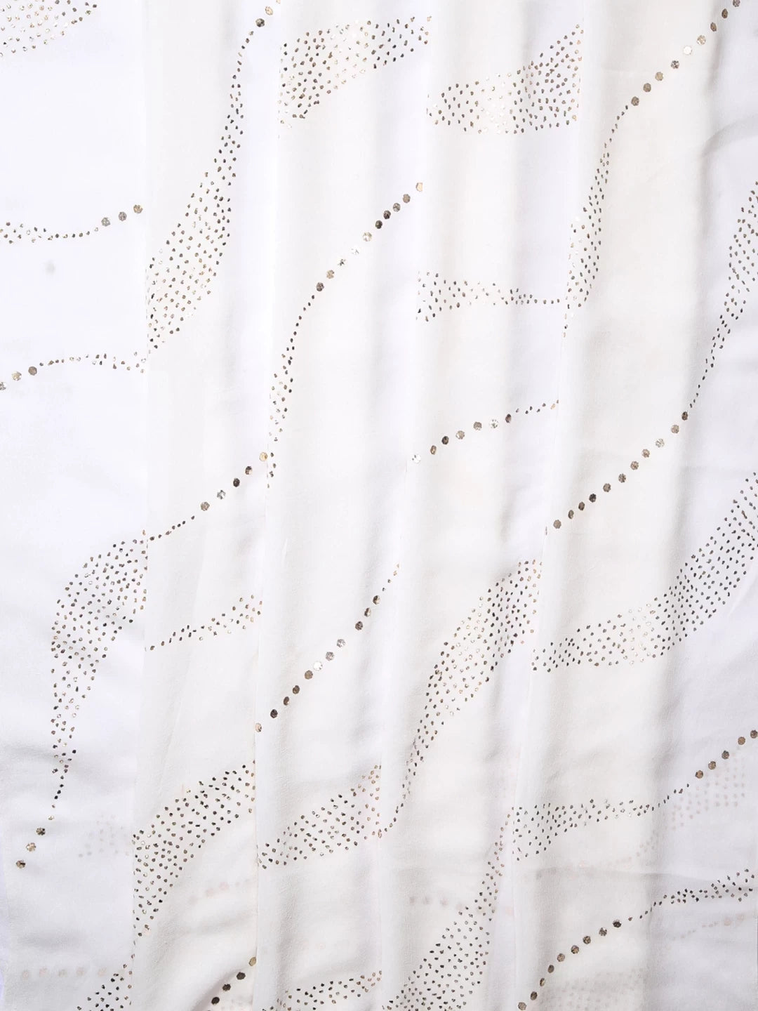Ada Hand Embroidered Ivory White Pure Georgette Lucknowi Chikankari Saree/Blouse With Muqaish Work 01A395106