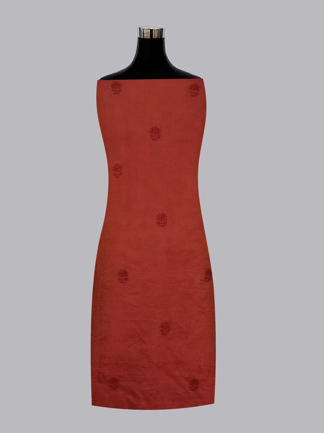 Ada Hand Embroidered Merlot Maroon Tissue Lucknowi Chikankari Unstitched Kurta Dupatta Set 01A193273