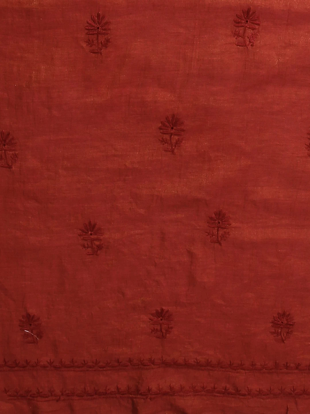 Ada Hand Embroidered Merlot Maroon Tissue Lucknowi Chikankari Unstitched Kurta Dupatta Set 01A193273